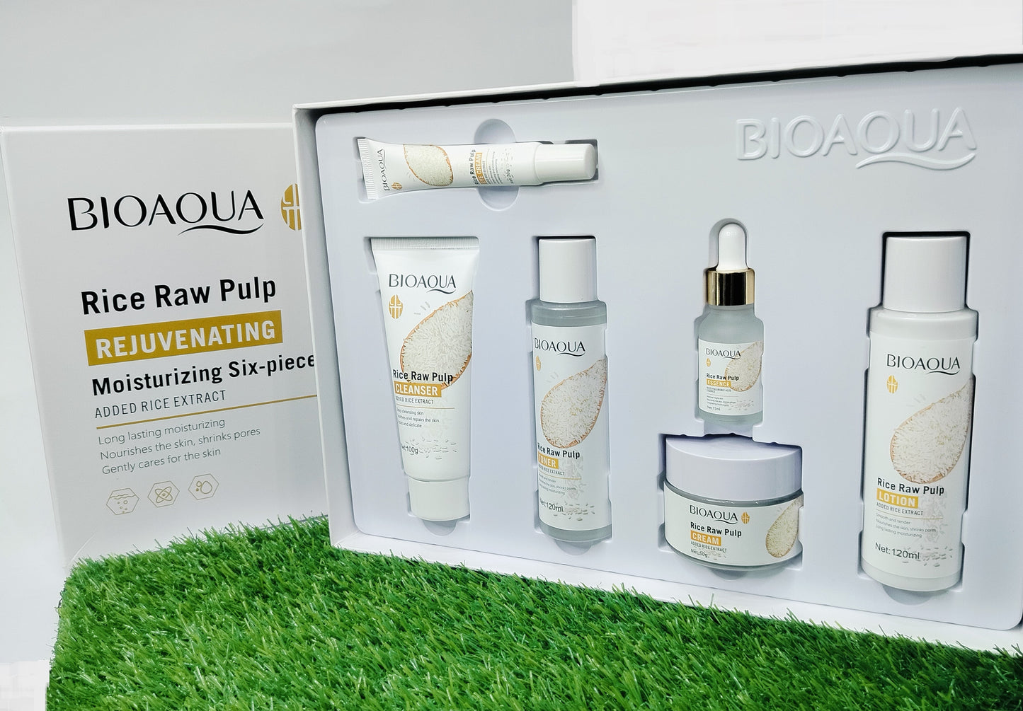 BIOAQUA Raw Rice Pulp Rejuvenating Moisturizing Kit for Korean Glass Skin