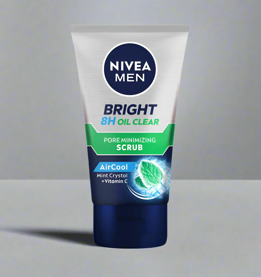 Nivea MEN Bright 8H Oil Clear Pore minimizing Scrub 100ml