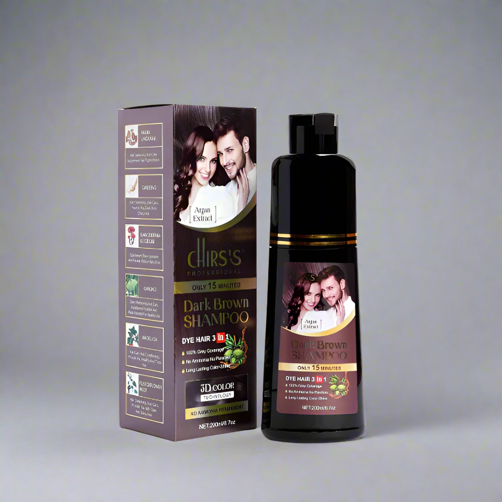 Chirs Professional Hair Color Shampoo 3 in 1 For Hair , Beard And Moustache